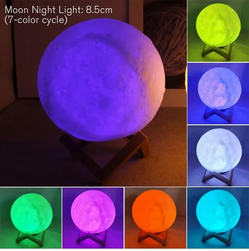 D5 8Cm LED Moon Lamp - Battery Powered Starry Night Light with Stand for Bedroom Decor - Perfect Kids Gift & Xmas Surprise!