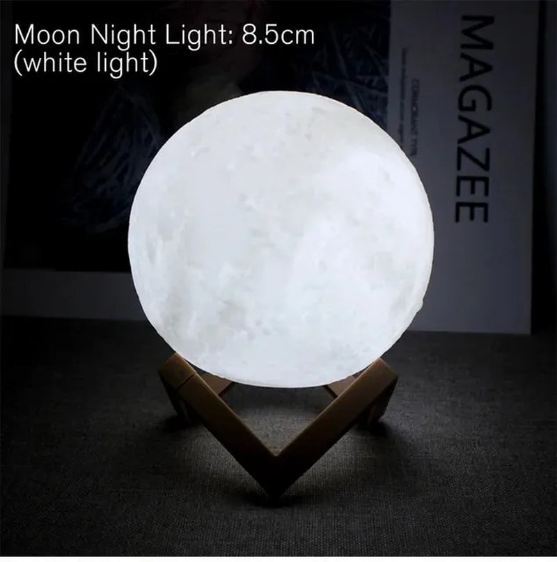 D5 8Cm LED Moon Lamp - Battery Powered Starry Night Light with Stand for Bedroom Decor - Perfect Kids Gift & Xmas Surprise!