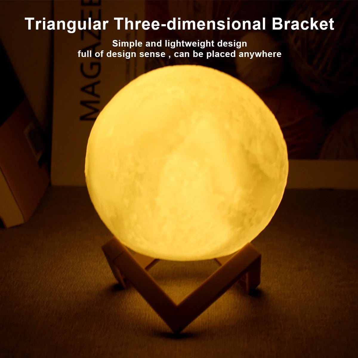 D5 8Cm LED Moon Lamp - Battery Powered Starry Night Light with Stand for Bedroom Decor - Perfect Kids Gift & Xmas Surprise!