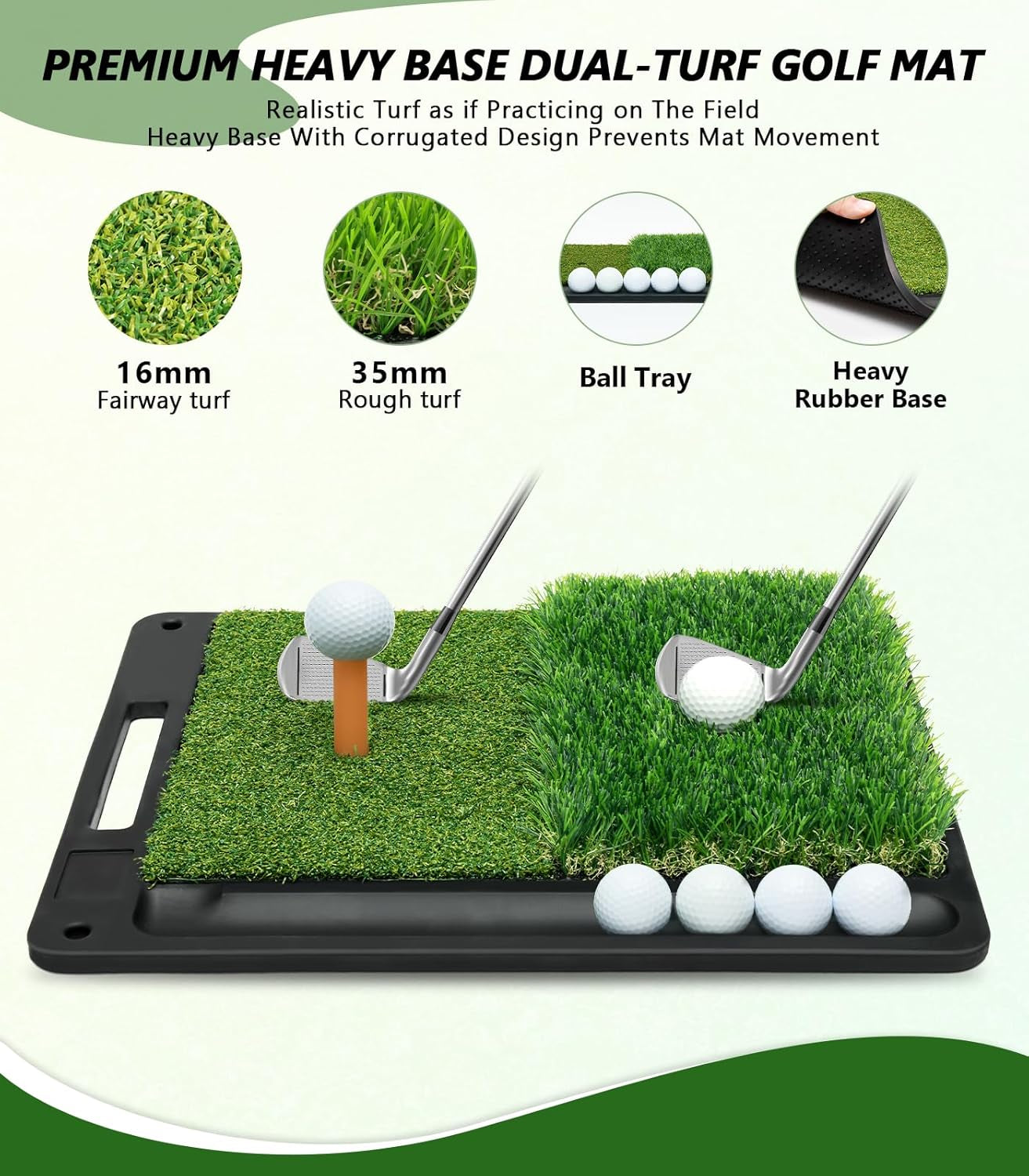 Ultimate 10x7 Ft Golf Practice Net with Heavy Base & Dual-Turf Mat - All-in-One Multi-Target Hitting Aid for Indoor & Outdoor Training