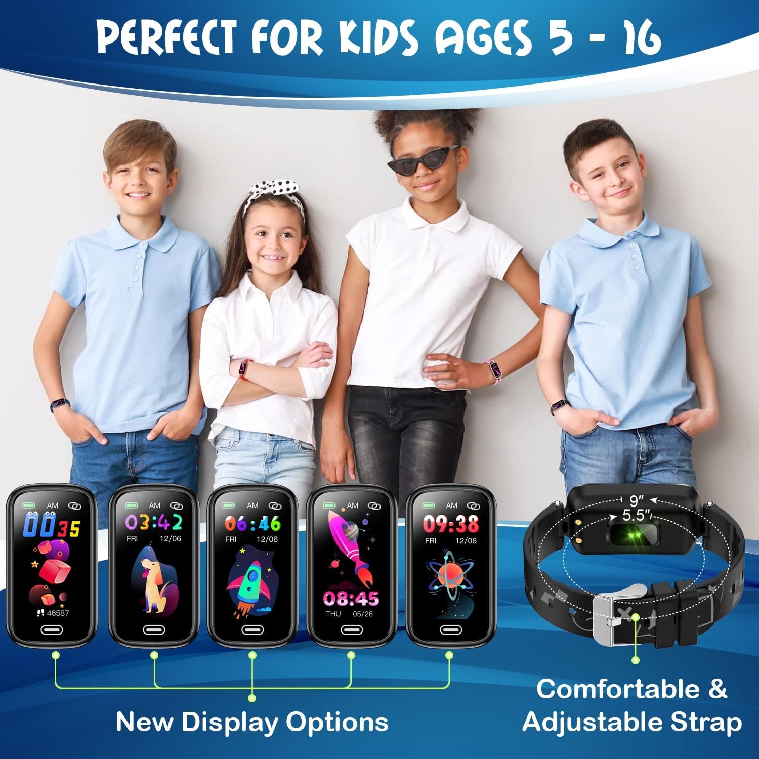 2022 Upgraded Kids Fitness Tracker Watch - Waterproof, Pedometer, Sleep Monitor & Calorie Counter for Ages 5-16 - Perfect for Boys & Girls!