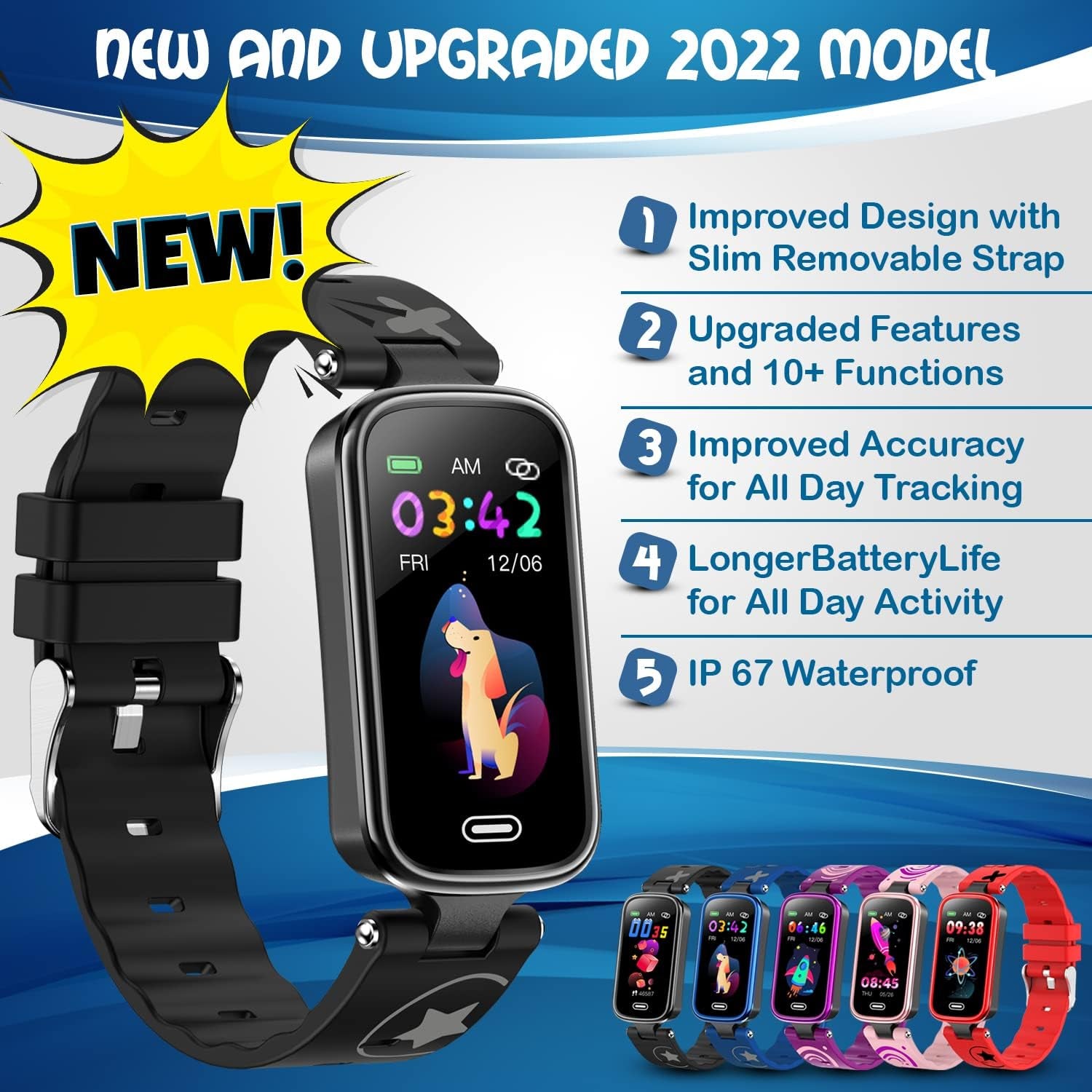 2022 Upgraded Kids Fitness Tracker Watch - Waterproof, Pedometer, Sleep Monitor & Calorie Counter for Ages 5-16 - Perfect for Boys & Girls!