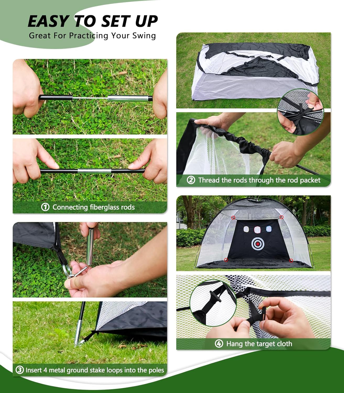 Ultimate 10x7 Ft Golf Practice Net with Heavy Base & Dual-Turf Mat - All-in-One Multi-Target Hitting Aid for Indoor & Outdoor Training